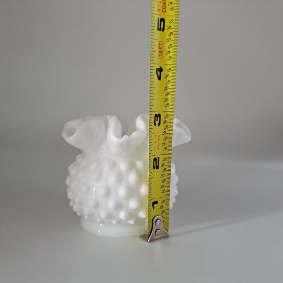 Fenton Hobnail Ruffled White Milk Glass Bowl - Picture 2 of 11